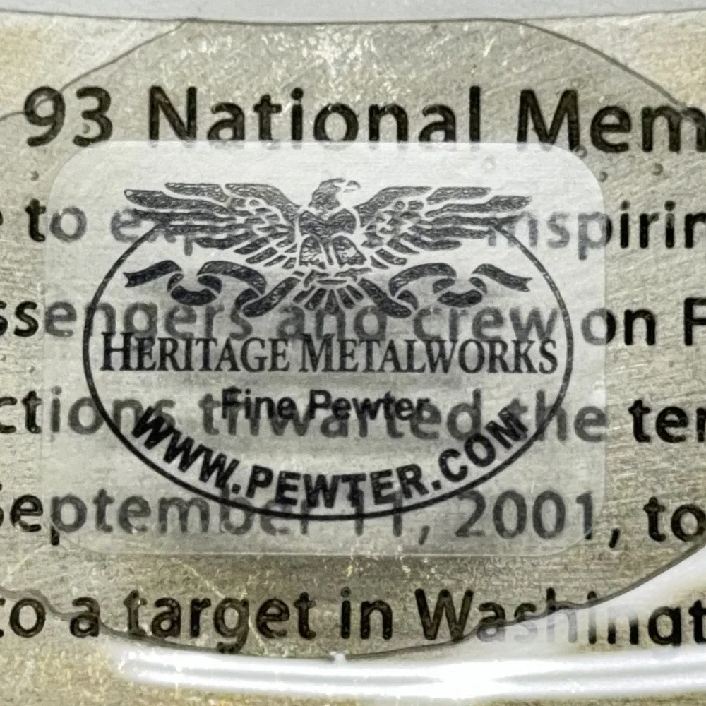 Flight 93 Natl Memorial Pewter Emblem Clear Oval Paperweight Heritage Pewter USA